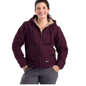 BERNE Sherpa Lined Softstone Duck Hooded Jacket Size Medium Ladies